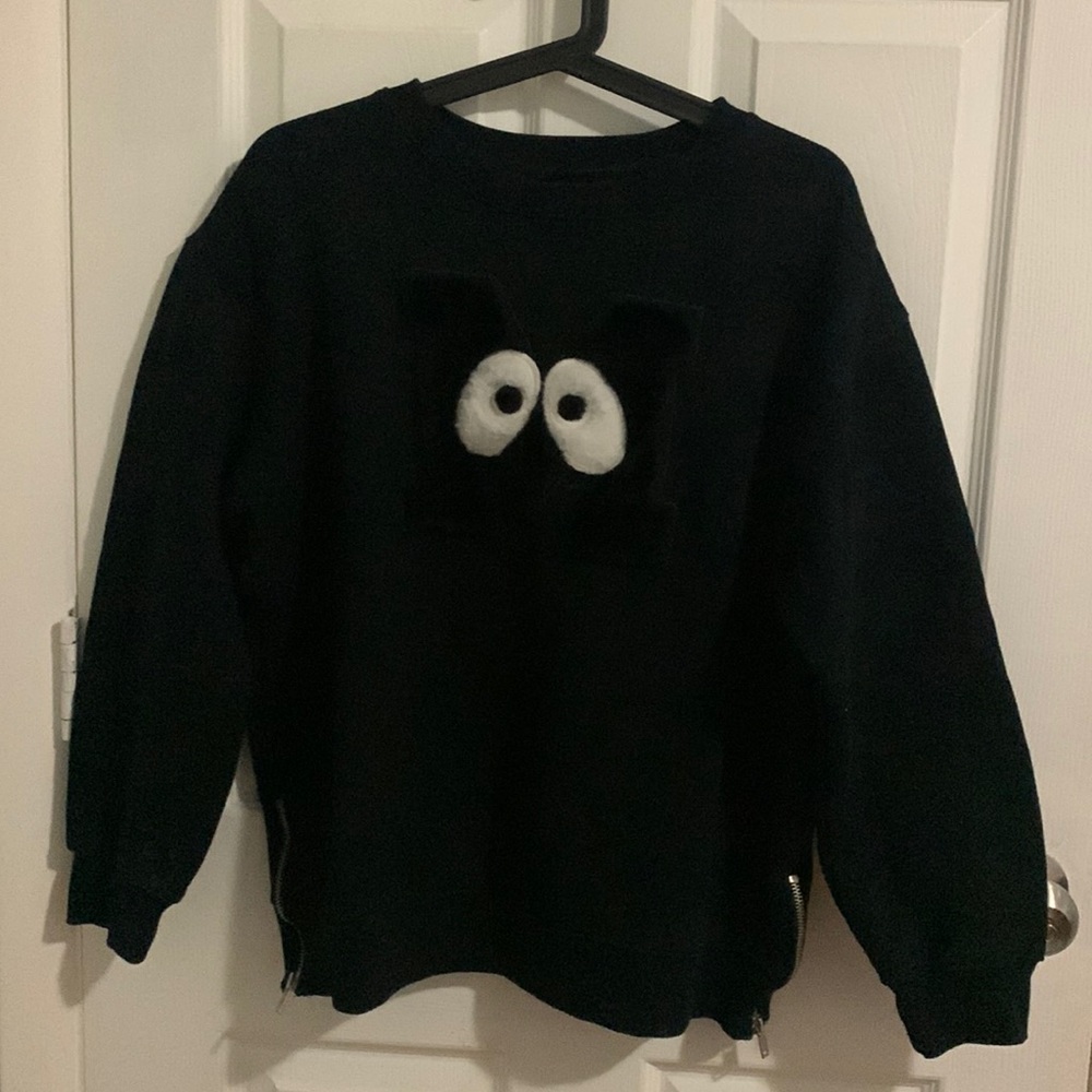Mini Cream Black Crewneck